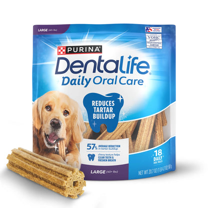 Purina  Daily Oral Care Large Dog Dental Treats with Chicken, 20.7 Oz Pouch (18 Count)